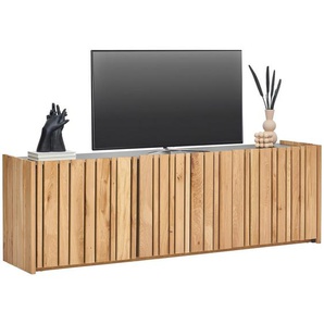 Linea Natura Lowboard, Eiche, Holzwerkstoff, Eiche, massiv, 3 Fächer, 181.1x57x42 cm, Typenauswahl, Beimöbel erhältlich, stehend, Wohnzimmer, Wohnwände, Lowboards