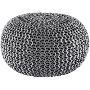 Linea Natura Pouf, Grau, Textil, Uni, Füllung: Styroporkugeln, 55x55x35 cm, AZO-frei, Indoor, Wohnzimmer, Hocker, Poufs