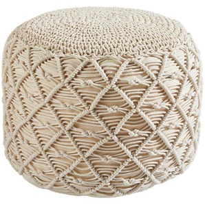 Linea Natura Pouf, Natur, Textil, Abstraktes, Füllung: Polystyrol, 45x45x35 cm, Indoor, Wohnzimmer, Hocker, Poufs