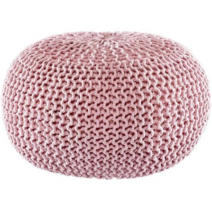 Linea Natura Pouf, Rosa, Textil, Uni, Füllung: Styroporkugeln, 55x55x35 cm, AZO-frei, Indoor, Wohnzimmer, Hocker, Poufs