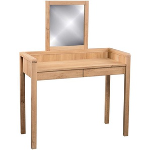 Linea Natura Schminktisch, Wildeiche, Holz, Wildeiche, massiv, 2 Schubladen, rechteckig, U-Form, 45x75-135x100 cm, Schlafzimmer, Schminktische