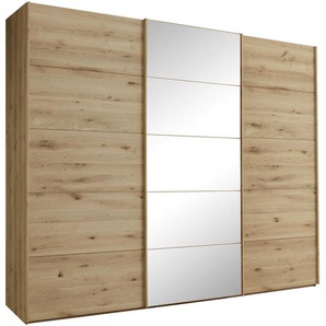 Linea Natura Schwebetürenschrank, Eiche Bianco, Holz, Eiche, teilmassiv, 6 Fächer, 250x217x67 cm, ISO 9001, Goldenes M, Made in Germany, in verschiedenen Holzarten erhältlich, Größen erhältlich, Schlafzimmer, Kleiderschränke, Schwebetürenschränke