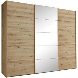 Linea Natura Schwebetürenschrank, Eiche Bianco, Holz, Eiche, teilmassiv, 6 Fächer, 300x236x67 cm, ISO 9001, Goldenes M, Made in Germany, in verschiedenen Holzarten erhältlich, Größen erhältlich, Schlafzimmer, Kleiderschränke, Schwebetürenschränke