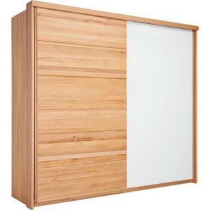 Linea Natura Schwebetürenschrank, Weiß, Buche, Holzwerkstoff, Kernbuche, furniert, massiv, 6 Fächer, 239x216x70 cm, Beimöbel erhältlich, in verschiedenen Holzarten Größen erhältlich, Schlafzimmer, Kleiderschränke, Schwebetürenschränke