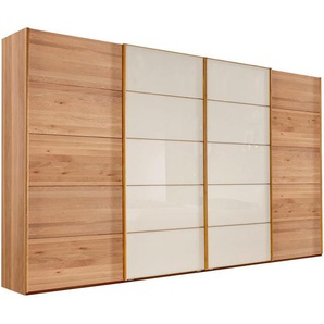 Linea Natura Schwebetürenschrank, Weiß, Eiche, Holzwerkstoff, Eiche, teilmassiv, 8 Fächer, 330x217x67 cm, ISO 9001, Beimöbel erhältlich, umfangreiches Zubehör in verschiedenen Holzarten Größen erhältlich, Schlafzimmer, Kleiderschränke,