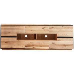 Linea Natura Tv-Element Kelio, Anthrazit, Wildeiche, Metall, Wildeiche, furniert,furniert, massiv,massiv, 2 Fächer, 2 Schubladen, 181x62x47 cm, Kabeldurchlass, Kleinmöbel