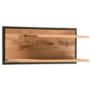 Linea Natura Wandboard, Schwarz, Eiche, Holz, Metall, Wildeiche, massiv, vollmassiv, Hartholz, 80x35x26 cm, Wohnzimmer, Regale, Wandboards