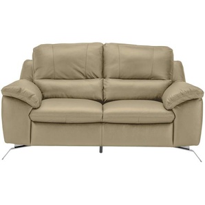 Livetastic 2,5-Sitzer, Greige, Leder, Kombination Echtleder/Lederlook, Semi-Anilinleder, 211x97x95 cm, Made in EU, Wohnzimmer, Sofas & Couches, Wohnlandschaften, Ledersofas