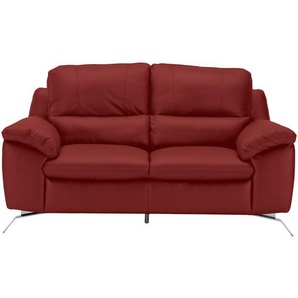 Livetastic 2,5-Sitzer, Rot, Leder, Kombination Echtleder/Lederlook, Semi-Anilinleder, 211x97x95 cm, Made in EU, Wohnzimmer, Sofas & Couches, Wohnlandschaften, Ledersofas