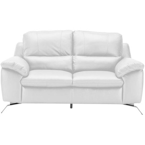 Livetastic 2,5-Sitzer, Weiß, Leder, Kombination Echtleder/Lederlook, Semi-Anilinleder, 211x97x95 cm, Made in EU, Wohnzimmer, Sofas & Couches, Wohnlandschaften, Ledersofas