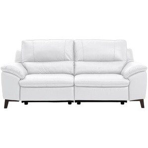 Livetastic 2,5-Sitzer, Weiß, Leder, Kombination Echtleder/Lederlook, Semi-Anilinleder, 216x97x95-151 cm, Made in EU, Wohnzimmer, Sofas & Couches, Wohnlandschaften, Ledersofas