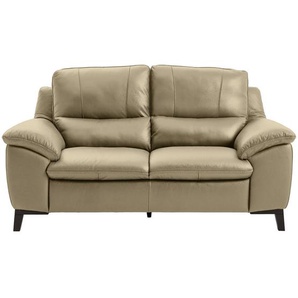 Livetastic 2-Sitzer-Sofa, Greige, Leder, Kombination Echtleder/Lederlook, Semi-Anilinleder, 174x97x95 cm, Made in EU, Rücken echt, Wohnzimmer, Sofas & Couches, Wohnlandschaften, Ledersofas