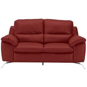 Livetastic 2-Sitzer-Sofa, Rot, Leder, Kombination Echtleder/Lederlook, Semi-Anilinleder, 174x97x95 cm, Made in EU, Rücken echt, Wohnzimmer, Sofas & Couches, Wohnlandschaften, Ledersofas