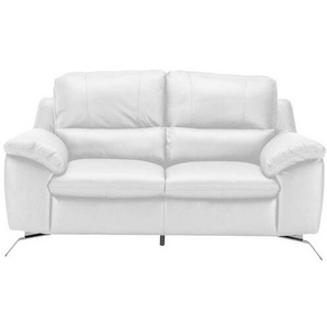 Livetastic 2-Sitzer-Sofa, Weiß, Leder, Kombination Echtleder/Lederlook, Semi-Anilinleder, 174x97x95 cm, Made in EU, Rücken echt, Wohnzimmer, Sofas & Couches, Wohnlandschaften, Ledersofas