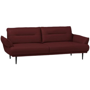 Livetastic 3-Sitzer-Sofa, Bordeaux, Leder, Echtleder, Rindleder, Buche, vollmassiv, 213x85x96 cm, Made in EU, Lederauswahl, Armteil links, rechts, Wohnzimmer, Sofas & Couches, Sofas, 3-Sitzer Sofas