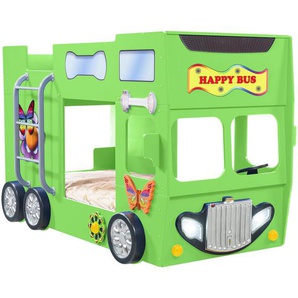 Livetastic Autobett, Grün, Textil, Buche, vollmassiv, Höhe ca. 10 cm, 90x190 cm, Kinder- & Jugendzimmer, Kindermöbel, Kinderbetten, Spielbetten