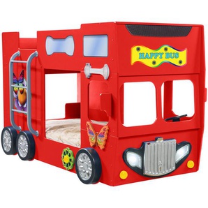 Livetastic Autobett, Rot, Textil, Buche, vollmassiv, Höhe ca. 10 cm, 90x190 cm, Kinder- & Jugendzimmer, Kindermöbel, Kinderbetten, Spielbetten