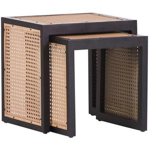 Livetastic Beistelltischset, Schwarz, Beige, Holz, Metall, 2-teilig, Tanne, massiv, rechteckig, eckig, 40x47x48 cm, Wohnzimmer, Wohnzimmertische, Satztische