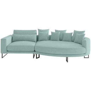 Livetastic Bigsofa Natalia, Türkis, Textil, 2-Sitzer, Füllung: Daunen, Silikon,Silikon, 283x150 cm, Made in EU, Rücken echt, Wohnzimmer, Sofas & Couches, Sofas, Bigsofas