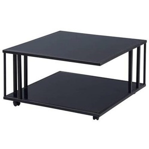 Livetastic Couchtisch Couchtisch, Schwarz, Metall, Glas, rechteckig, Rollen, 75x41x75 cm, einfacher Aufbau, Wohnzimmer, Wohnzimmertische, Couchtische