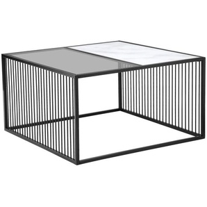 Livetastic Couchtisch, Grau, Schwarz, Weiß, Metall, Glas, rechteckig, Flachrohr, 75x42x75 cm, einfacher Aufbau, Wohnzimmer, Wohnzimmertische, Couchtische