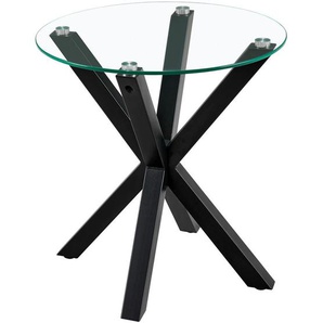 Livetastic Couchtisch, Klar, Schwarz, Metall, Glas, rund, eckig, 50x55x50 cm, Wohnzimmer, Wohnzimmertische, Couchtische