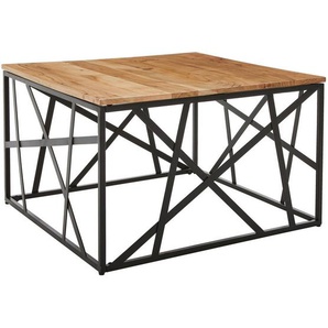 Livetastic Couchtisch, Schwarz, Akazie, Holz, Metall, Akazie, vollmassiv, Holz, quadratisch, Sockel, 70x43x70 cm, einfacher Aufbau, Wohnzimmer, Wohnzimmertische, Couchtische