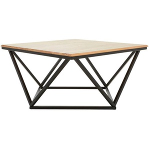 Livetastic Couchtisch, Schwarz, Akazie, Holz, Metall, Akazie, vollmassiv, Holz, quadratisch, Sockel, 80x43x80 cm, einfacher Aufbau, Wohnzimmer, Wohnzimmertische, Couchtische