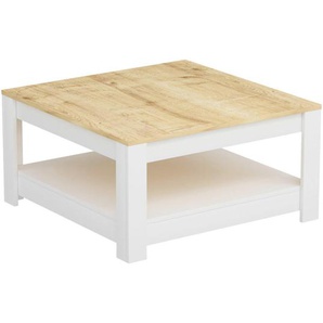 Livetastic Couchtisch, Weiß, Eiche, Holzwerkstoff, quadratisch, 89x45x89 cm, Wohnzimmer, Wohnzimmertische, Couchtische