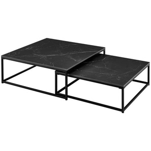 Livetastic Couchtischset, Schwarz, Metall, Keramik, 2-teilig, quadratisch, eckig, 75x65x27 cm, Wohnzimmer, Wohnzimmertische, Satztische