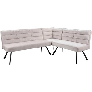 Livetastic Eckbank, Beige, Metall, Textil, 5-Sitzer, seitenverkehrt montierbar, L-Form, 176-214x68x88 cm, seitenverkehrt erhältlich, Esszimmer, Bänke, Eckbänke