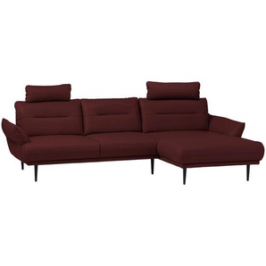 Livetastic Eckschlafsofa, Bordeaux, Leder, Echtleder, Rindleder, Buche, vollmassiv, 3-Sitzer, 287x158 cm, Made in EU, Lederauswahl, seitenverkehrt erhältlich, in den Filialen Armteil links, rechts, Kopfteil links und rechts montierbar, Wohnzimmer, Sofas &