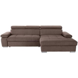 Livetastic Eckschlafsofa, Braun, Textil, 3-Sitzer, 292x183 cm, Made in EU, Rücken echt, Armteil rechts, Wohnzimmer, Sofas & Couches, Wohnlandschaften