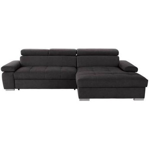 Livetastic Eckschlafsofa, Graphit, Textil, 3-Sitzer, 292x183 cm, Made in EU, Rücken echt, Armteil rechts, Wohnzimmer, Sofas & Couches, Wohnlandschaften