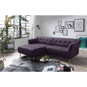 Livetastic Eckschlafsofa, Lila, Textil, Buche, vollmassiv, 4-Sitzer, 254x160 cm, Made in EU, Stoffauswahl, seitenverkehrt erhältlich, Hocker Rücken echt, in den Filialen Armteil links, rechts, Wohnzimmer, Sofas & Couches, Wohnlandschaften