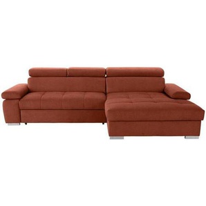 Livetastic Eckschlafsofa, Rost, Textil, 3-Sitzer, 292x183 cm, Made in EU, Rücken echt, Armteil rechts, Wohnzimmer, Sofas & Couches, Wohnlandschaften