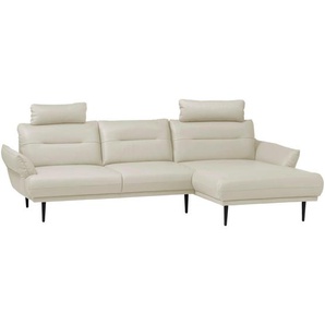 Livetastic Eckschlafsofa, Weiß, Leder, Echtleder, Rindleder, Buche, vollmassiv, 3-Sitzer, 287x158 cm, Made in EU, Lederauswahl, seitenverkehrt erhältlich, in den Filialen Armteil links, rechts, Kopfteil links und rechts montierbar, Wohnzimmer, Sofas &