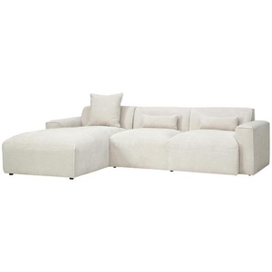 Livetastic Ecksofa, Beige, Textil, Füllung: Schaumstoff, Ottomane links, L-Form, 303x196 cm, Made in EU, Rücken echt, Wohnzimmer, Sofas & Couches, Wohnlandschaften, Ecksofas