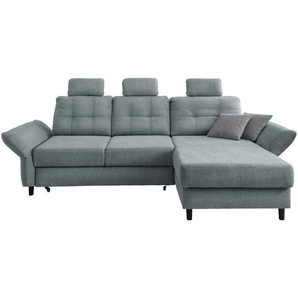 Livetastic Ecksofa, Blau, Holz, Textil, Buche, Fichte, Kiefer,Buche, 4-Sitzer, Füllung: Schaumstoff, Ottomane rechts, Eckteil, L-Form, 250-280x176 cm, Liegefunktion, seitenverkehrt erhältlich, Schlafen auf Sitzhöhe, Rücken echt, Armteil links, rechts,