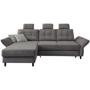 Livetastic Ecksofa, Graubraun, Holz, Textil, Buche, Fichte, Kiefer,Buche, 4-Sitzer, Füllung: Schaumstoff, Ottomane links, Eckteil, L-Form, 250-280x176 cm, Liegefunktion, seitenverkehrt erhältlich, Schlafen auf Sitzhöhe, Rücken echt, Armteil links, rechts,