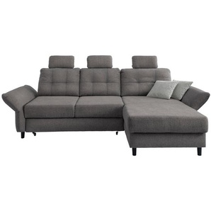 Livetastic Ecksofa, Graubraun, Holz, Textil, Buche, Fichte, Kiefer,Buche, 4-Sitzer, Füllung: Schaumstoff, Ottomane rechts, Eckteil, L-Form, 250-280x176 cm, Liegefunktion, seitenverkehrt erhältlich, Schlafen auf Sitzhöhe, Rücken echt, Armteil links,