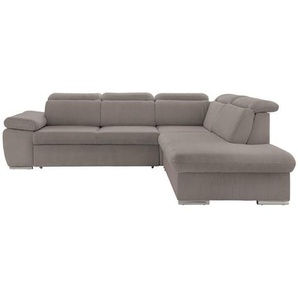 Livetastic Ecksofa, Graubraun, Textil, 5-Sitzer, Ottomane rechts, 283x228 cm, seitenverkehrt erhältlich, Schlafen auf Sitzhöhe, Rücken echt, Armteil links, Wohnzimmer, Sofas & Couches, Wohnlandschaften, Ecksofas mit Schlaffunktion