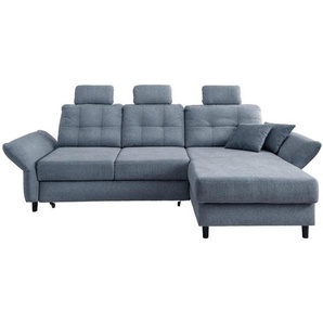 Livetastic Ecksofa, Hellblau, Holz, Textil, Buche, Fichte, Kiefer,Buche, 4-Sitzer, Füllung: Schaumstoff, Ottomane rechts, Eckteil, L-Form, 250-280x176 cm, Liegefunktion, seitenverkehrt erhältlich, Schlafen auf Sitzhöhe, Rücken echt, Armteil links, rechts,