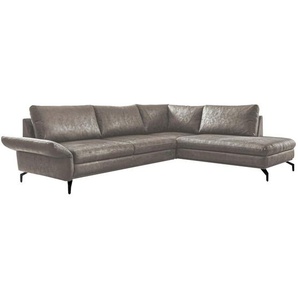 Livetastic Ecksofa, Hellgrau, Textil, 4-Sitzer, Füllung: Silikon, Schaumstoffflocken, Ottomane rechts, L-Form, 273x218 cm, Made in EU, Rücken echt, Wohnzimmer, Sofas & Couches, Wohnlandschaften