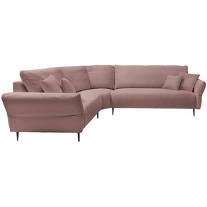 Livetastic Ecksofa, Rosa, Textil, 5-Sitzer, Füllung: Schaumstoff, L-Form, 256x256 cm, Made in EU, Typenauswahl, Rücken echt, Armteil links, rechts, Wohnzimmer, Sofas & Couches, Wohnlandschaften