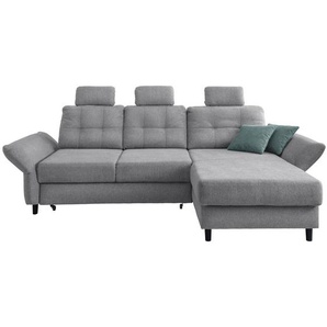 Livetastic Ecksofa, Silber, Holz, Textil, Buche, Fichte, Kiefer,Buche, 4-Sitzer, Füllung: Schaumstoff, Ottomane rechts, Eckteil, L-Form, 250-280x176 cm, Liegefunktion, seitenverkehrt erhältlich, Schlafen auf Sitzhöhe, Rücken echt, Armteil links, rechts,