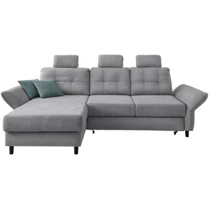 Livetastic Ecksofa, Silber, Holz, Textil, Buche, Fichte, Kiefer,Buche, 4-Sitzer, Füllung: Schaumstoff, Ottomane links, Eckteil, L-Form, 250-280x176 cm, Liegefunktion, seitenverkehrt erhältlich, Schlafen auf Sitzhöhe, Rücken echt, Armteil links, rechts,