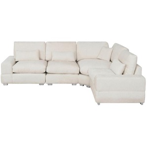 Livetastic Ecksofa, Weiß, Textil, 4-Sitzer, Füllung: Polyester, Eckteil, einmalig seitenverkehrt montierbar, 305x230 cm, Wohnzimmer, Sofas & Couches, Wohnlandschaften