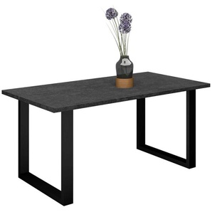 Livetastic Esstisch, Graphit, Schwarz, Metall, Holzwerkstoff, rechteckig, Kufe, 90x78x140 cm, Esszimmer, Tische, Esstische