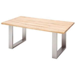 Livetastic Esstisch, Holz, Metall, Balkeneiche, massiv, rechteckig, U-Form, 100x77x220 cm, Esszimmer, Tische, Esstische, Baumkantentische